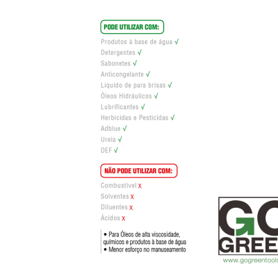 Texto sobre compatibilidade de produtos com logo GO GREEN e www.gogreentools.pt