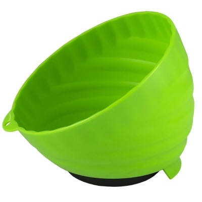 Funil de cozinha verde em silicone com base preta