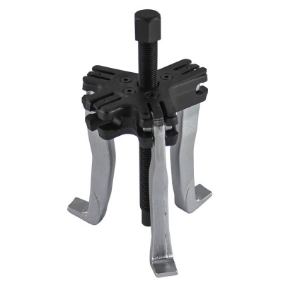 Ferramenta extratora de rolamentos com três garras metálicas e estrutura preta