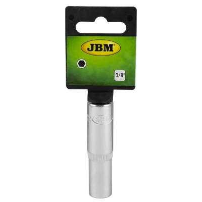 Soquete metal prateado 3/8 com embalagem verde e preto marca JBM