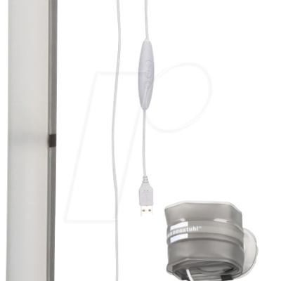 Lâmpada tubular LED branca com cabo USB, suporte cinza e estojo preto