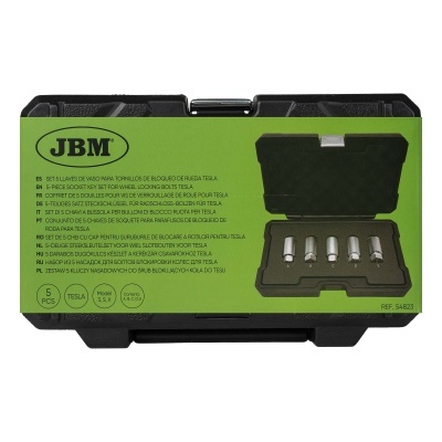 Estojo preto com conjunto de 5 chaves de soquete para parafusos de bloqueio Tesla