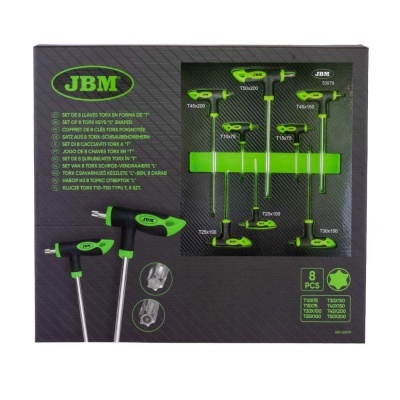 Conjunto de 8 chaves Torx em forma de T JBM com cabos pretos e verdes