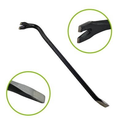 Pé de cabra preto com duas pontas distintas em fundo branco