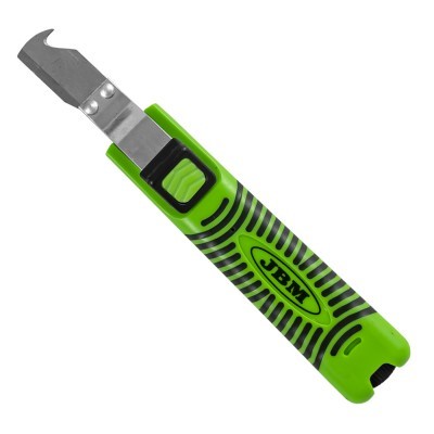 Ferramenta de corte verde com lâmina metálica e marca JBM