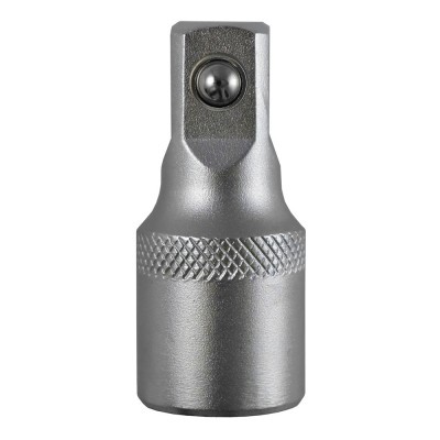 Adaptador metálico prateado com botão esférico e textura antiderrapante