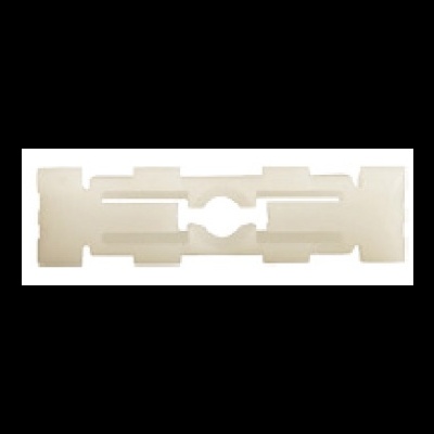 Peça plástica branca com recortes simétricos e forma circular central