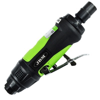 Ferramenta pneumática preta e verde com marca JBM e gatilho metálico