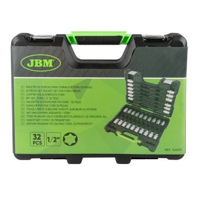 Estojo de ferramentas JBM preto e verde com 32 peças para parafusos Torx