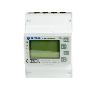 Medidor elétrico digital branco EASTRON SDM630-Modbus V2 com visor LCD