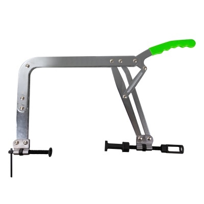 Alicate extrator de molas metal prateado punho verde parafusos pretos