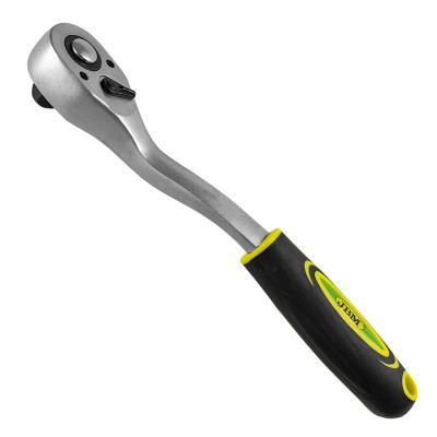 Chave de catraca metálica com cabo preto e amarelo e etiqueta MAXEL