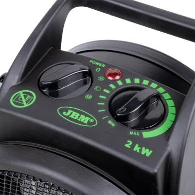 Aparelho eléctrico portátil preto JBM com botões rotativos e indicadores verdes