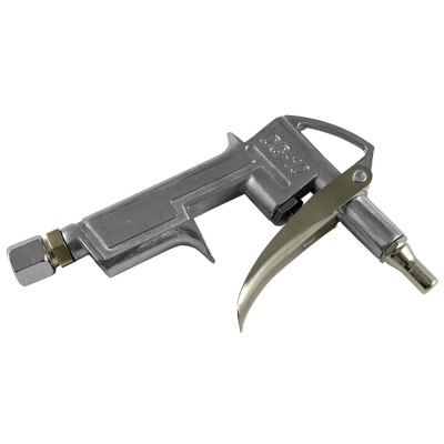 Pistola de ar comprimido metálica prateada com gatilho e bico pequeno