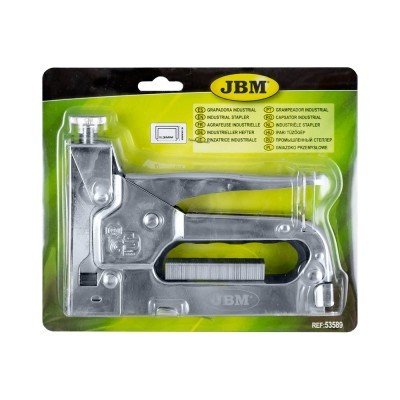 Grapadora industrial JBM de metal em embalagem plástica verde