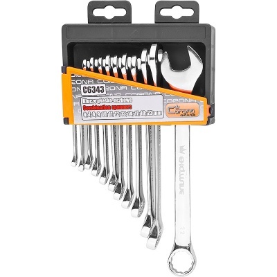 Conjunto de chaves combinadas metálicas com etiqueta laranja