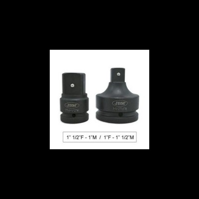 Dois adaptadores de reboque pretos da marca JBM com tamanhos visíveis em fundo branco