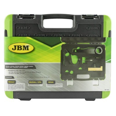 Estojo de ferramentas preto e verde JBM com etiqueta frontal e compartimentos internos para ferramentas