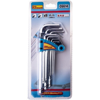 Conjunto de 9 chaves Allen em embalagem blister