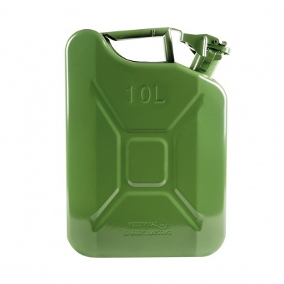 Recipiente metálico verde de 10 litros para líquidos