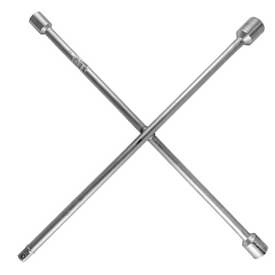 Chave de roda metálica em forma de cruz prateada