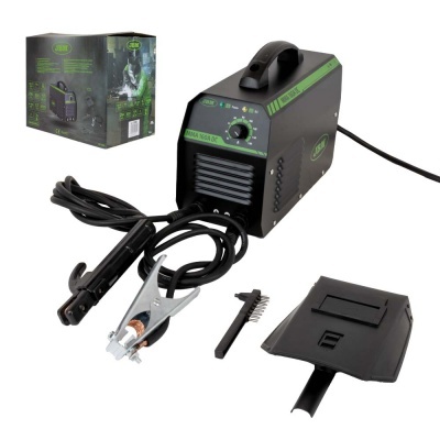 Máquina portátil de soldar INVERSORA PORTÁTIL 160A preta e verde com acessórios e caixa