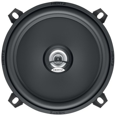 Coluna de som preta redonda com marca HERTZ