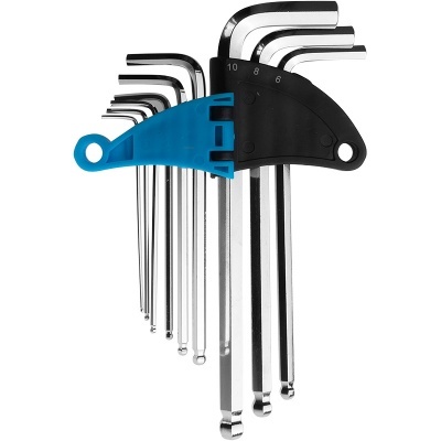 Conjunto de chaves Allen cromadas com suporte de plástico azul e preto