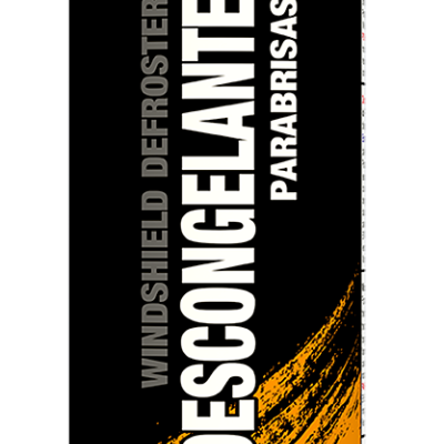 Spray descongelante para para-brisas TRATAUTO com tampa branca e rótulo preto e laranja