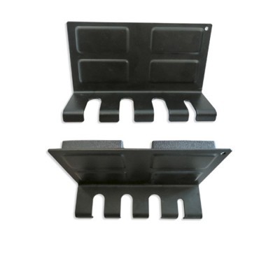 Suporte em metal preto com quatro aberturas para pendurar