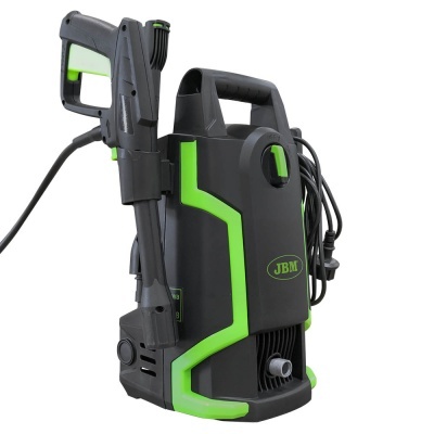 Máquina alta pressão JBM preta e verde com pistola e cabo