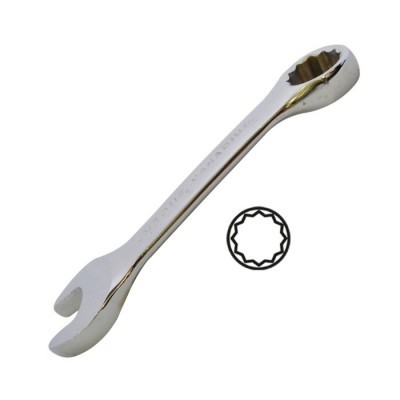 Chave inglesa metálica cromada com duas extremidades diferentes