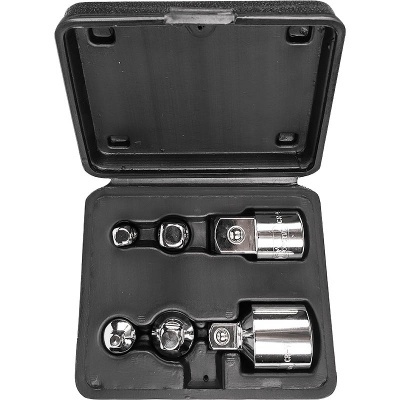 Conjunto de ferramentas metálicas cromadas em caixa preta