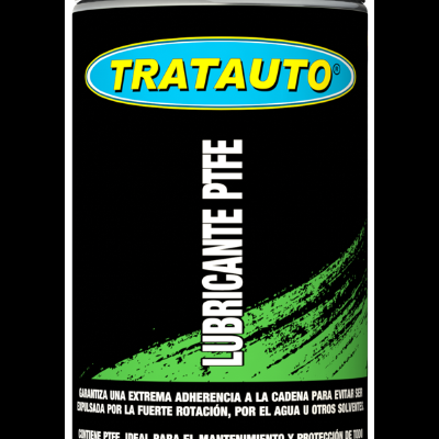 Lata spray lubricante TRATAUTO PTFE preta com tampa vermelha