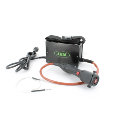 Máquina de soldar portátil JBM com cabos e pega preta e castanha