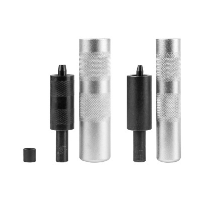 Conjunto de ferramentas metálicas cilíndricas com texturas antiderrapantes