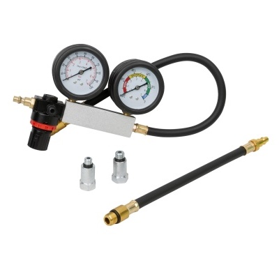 Conjunto manómetro de pressão com duas escalas em preto e prata