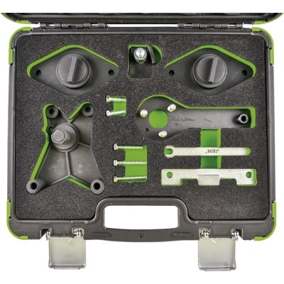 Estojo de ferramentas automóvel com ferramentas em metal preto e prateado