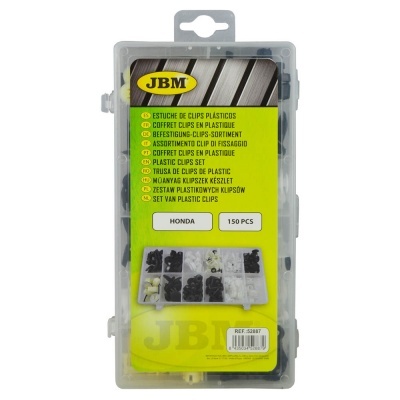 Estojo transparente com 150 clipes plásticos para Honda da marca JBM