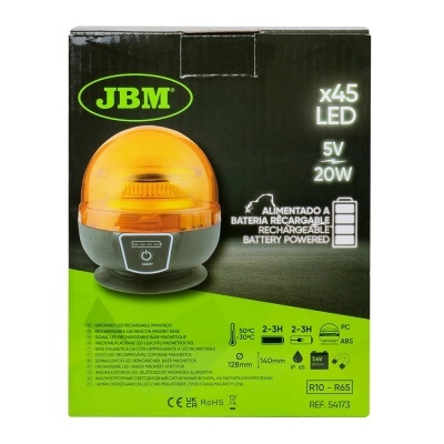 Lâmpada de aviso LED laranja JBM em embalagem preta e verde