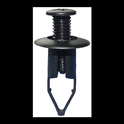 Clips fixação automóvel preto plástico com rosca e corpo dividido