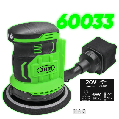 Lixadeira JBM verde e preta sem escova com cabo para disco de 150mm e indicação de 20V