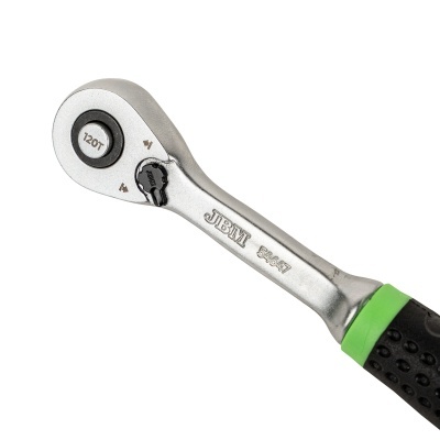 Chave de catraca metálica com cabo preto e verde