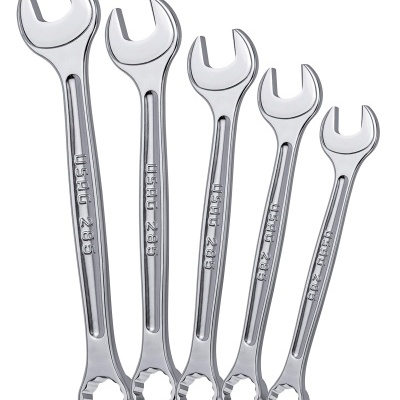 Conjunto de 5 chaves de combinação metálicas cromadas