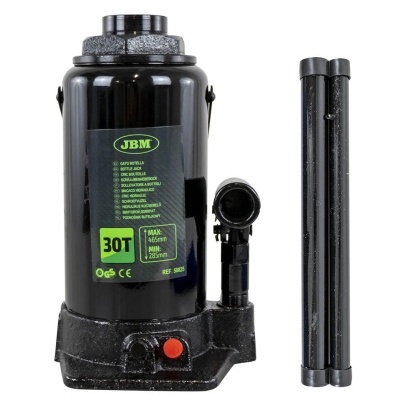 Macaco hidráulico de garrafa preto com capacidade de 30 toneladas