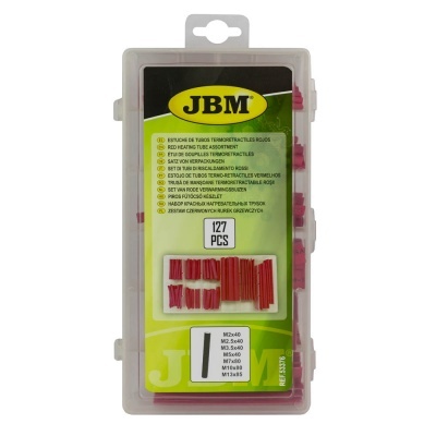 Kit JBM 127 peças de termorretráteis vermelhas em caixa plástica