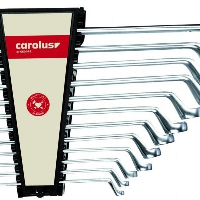 Conjunto de 12 chaves de boca e estrela em suporte