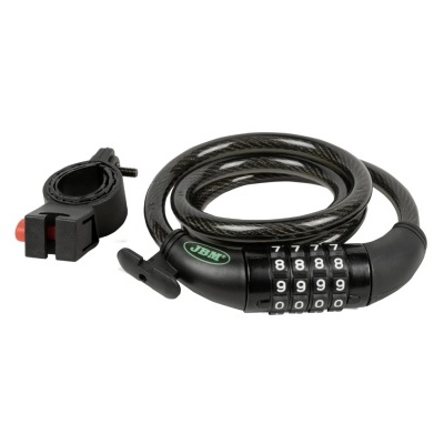 Cadeado preto com chave e suporte para bicicleta