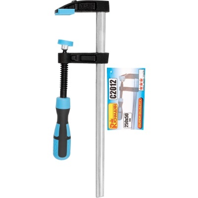 Grampo de aperto rápido azul e preto com embalagem