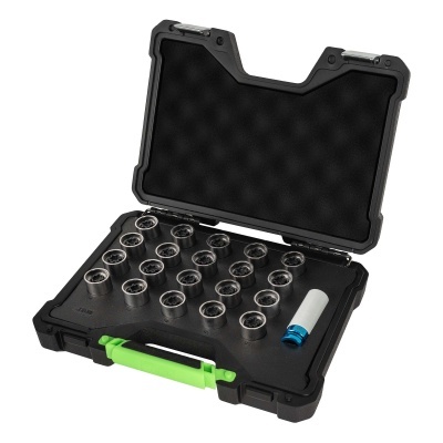 Conjunto de soquetes em caixa preta com pega verde